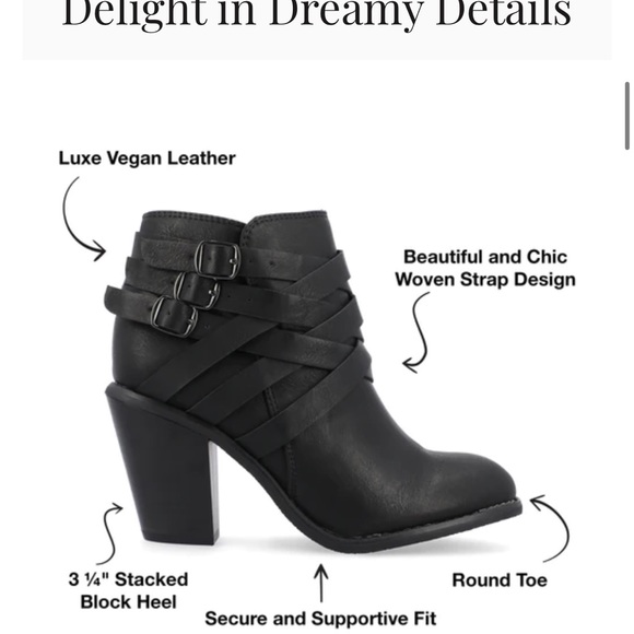 JOURNEE COLLECTION STRAP WIDE WIDTH BLACK ANKLE BOOTS SIZE 7WD - Picture 3 of 12